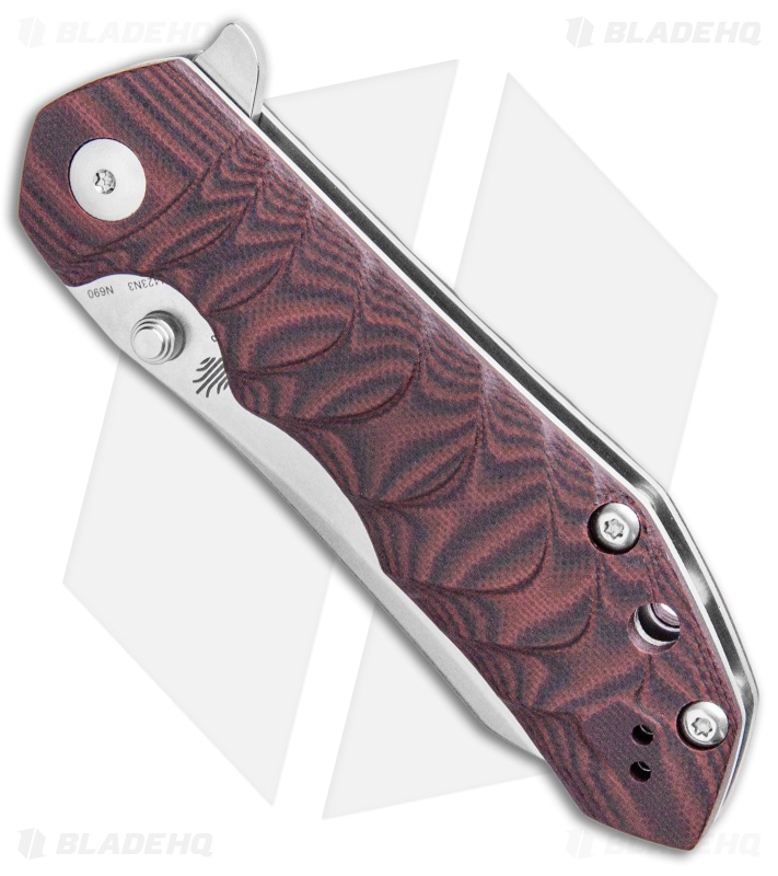 Kizer Vanguard Series Sovereign Flipper Knife Black/Red G10 (3.6" Stonewash) 