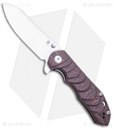 Kizer Vanguard Series Sovereign Flipper Knife Black/Red G10 (3.6" Stonewash) 