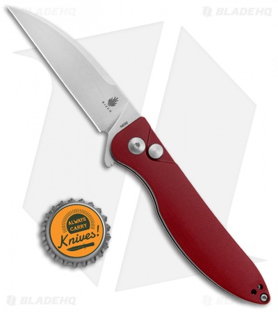 Kizer Swaggs Swayback Button Lock Knife Red Micarta (3" Stonewash) V3566N4