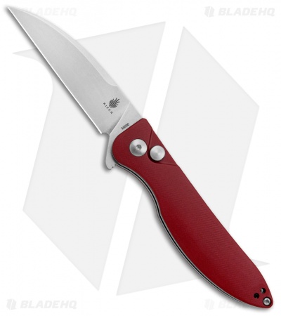 Kizer Swaggs Swayback Button Lock Knife Red Micarta (3" Stonewash) V3566N4