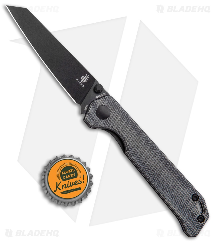 Kizer Azo Vanguard Mini Begleiter Liner Lock Knife Black Micarta (2.8" Black)
