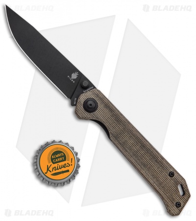 Kizer Azo Vanguard Series Begleiter Knife Green Micarta (3.5" Black BD1N)