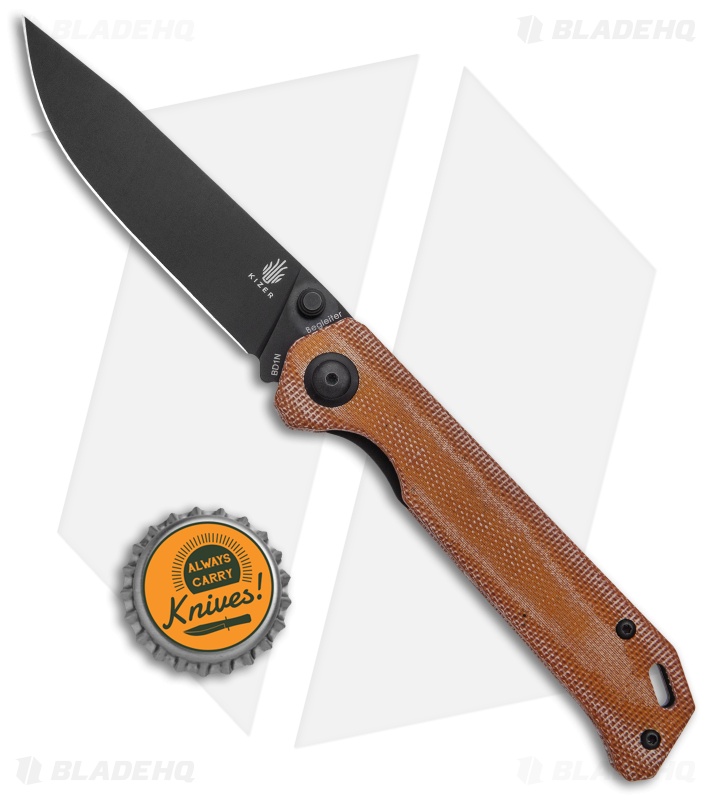 Kizer Azo Vanguard Series Begleiter Knife Natural Micarta (3.5" Black BD1N)