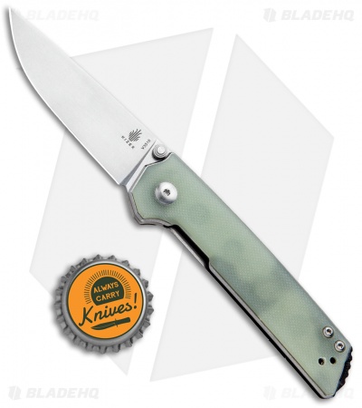 Kizer Vanguard Domin Mini Liner Lock Folding Knife Jade G-10 (2.9" SW) Washers