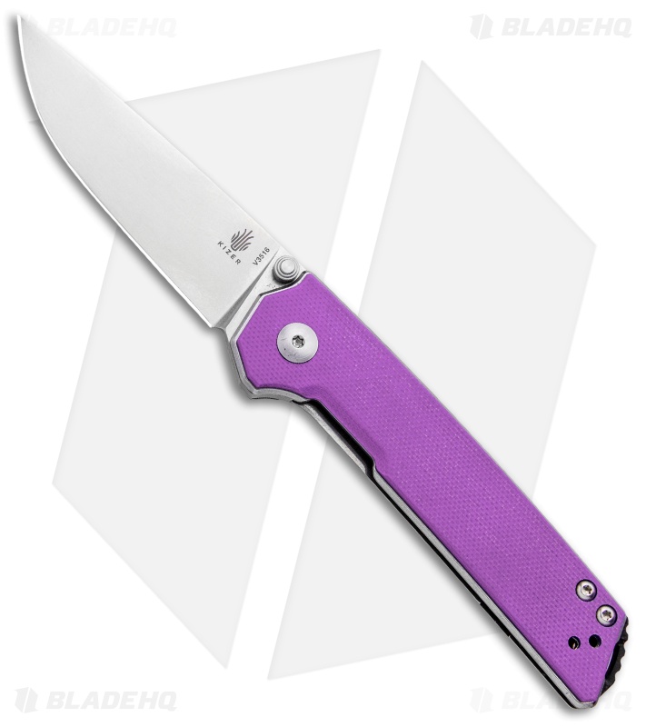 Kizer Vanguard Domin Mini Liner Lock Folding Knife Purple G-10 (2.9" Stonewash)