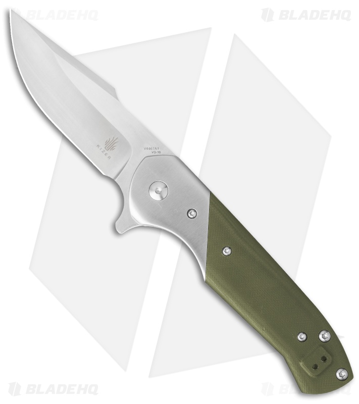 Kizer Vanguard Kane Liner Lock Knife Green G-10 (3.5" Stonewash) V4467A2