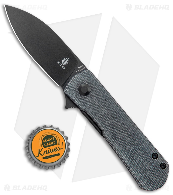 茶 pinokio18 Kizer Laconico Yorkie Liner Lock Knife Black Micarta (2.5