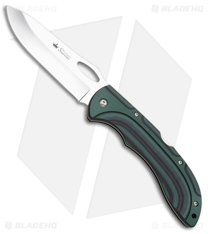 Kizlyar Supreme Knives Dream Lockback Knife Black/Green G-10 (4.1" Polish)