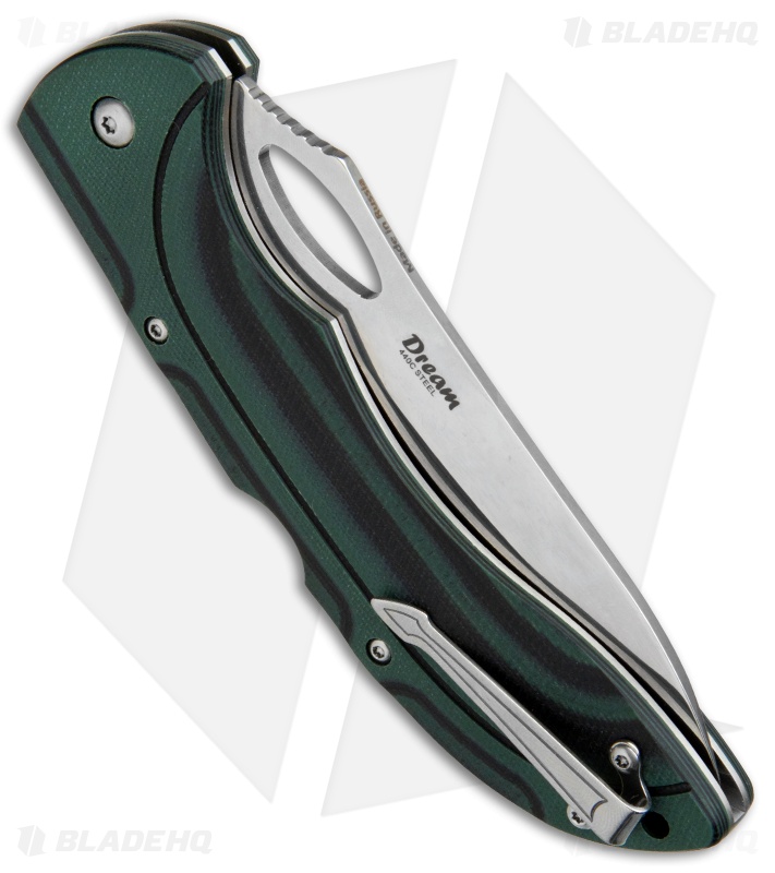 Kizlyar Supreme Knives Dream Lockback Knife Black/Green G-10 (4.1" Polish)