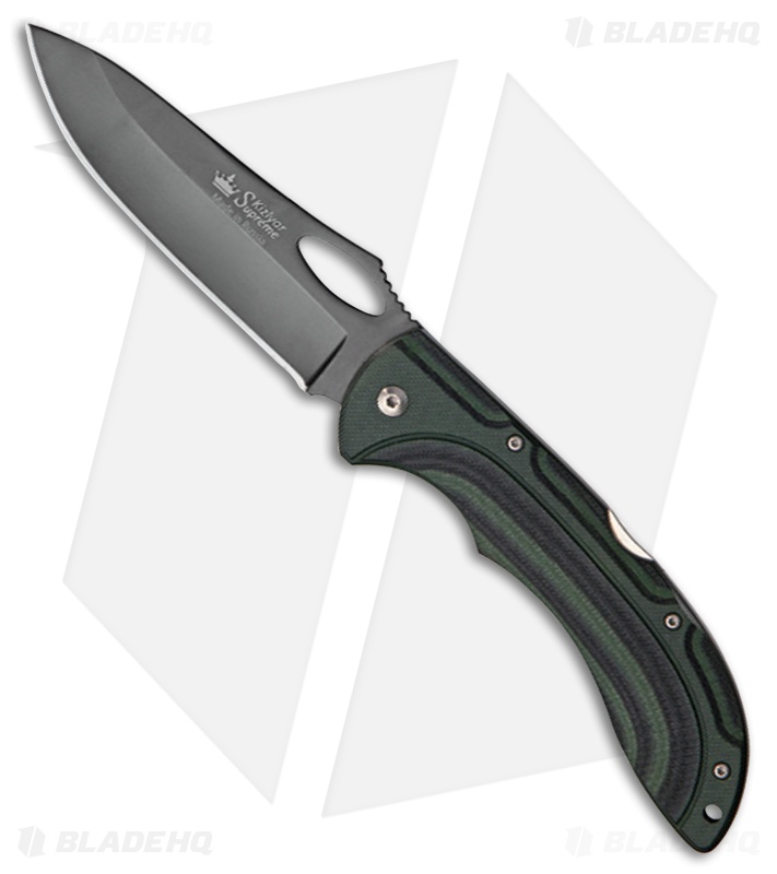Kizlyar Supreme  Dream Folding Knife Green/Black Micarta (4.125" Black) KK0167
