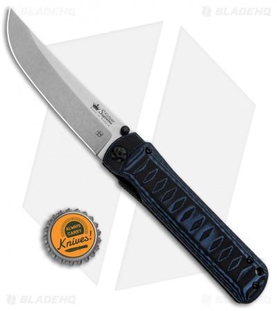 Kizlyar Supreme Knives Whisper Liner Lock Knife Black/Blue G-10 (3.75" SW M390)