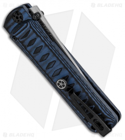 Kizlyar Supreme Knives Whisper Liner Lock Knife Black/Blue G-10 (3.75" SW M390)