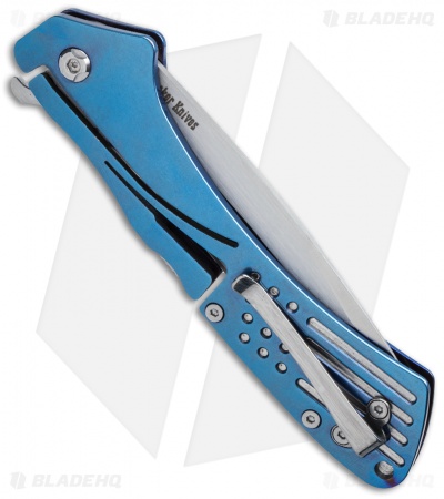 Klecker Knives Slice Tanto Lockback Knife Blue (3.5" Satin) TG-14