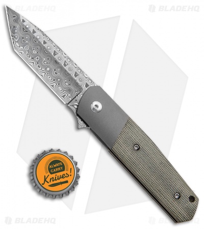 Alliance Designs Laconico EZE Knife Green Micarta Bolsterlock (3" Damasteel)  