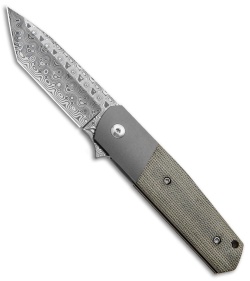 Alliance Designs Laconico EZE Knife Green Micarta Bolsterlock (3" Damasteel)  