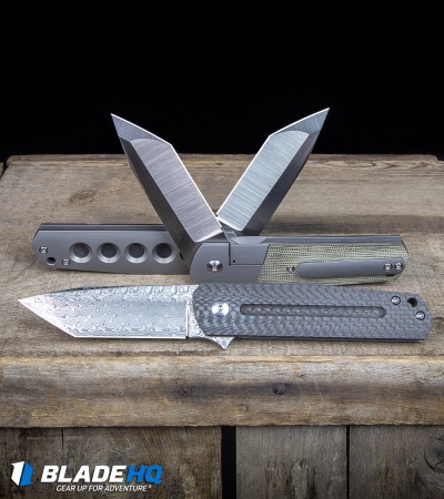 Alliance Designs Laconico EZE Flipper Knife Titanium (3" Damasteel)