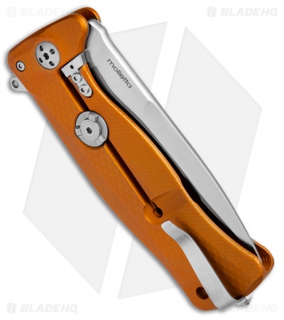 LionSteel SR-11A Flipper Integral Frame Lock Knife Orange Al (3.6" Satin)