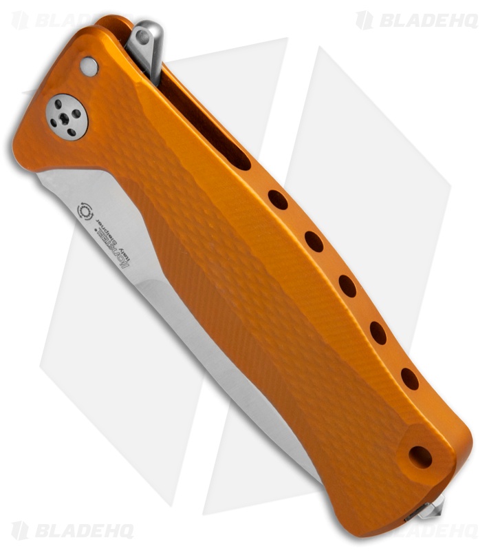 LionSteel SR-11A Flipper Integral Frame Lock Knife Orange Al (3.6" Satin)