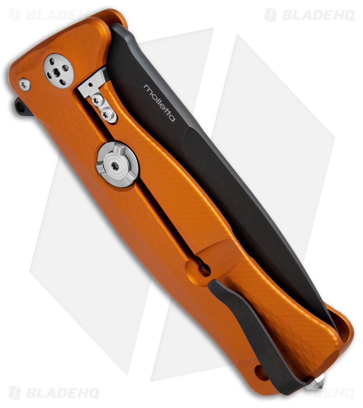 LionSteel SR-11A Integral Frame Lock Knife Orange Aluminum (3.6" Black)