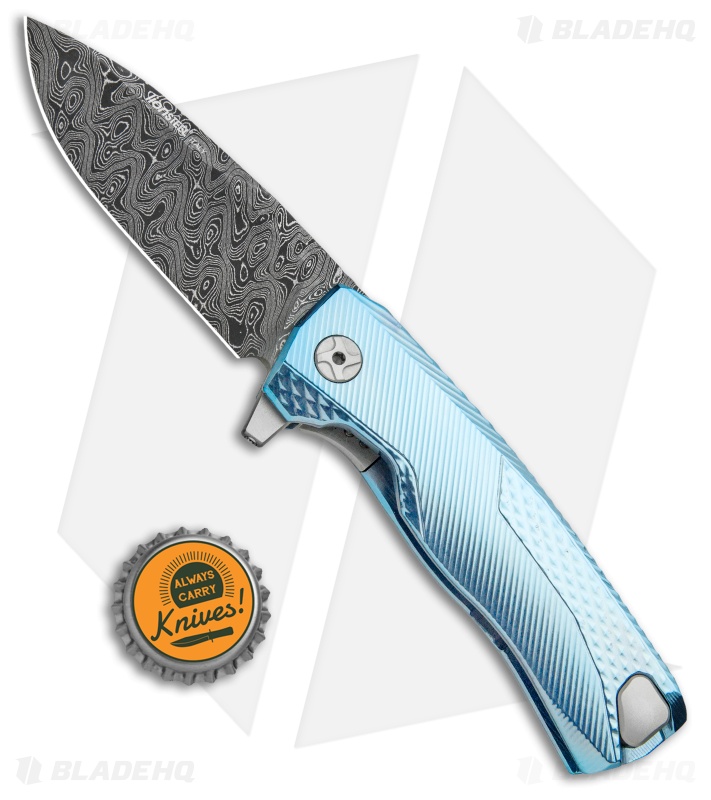 再入荷のおすすめ最新情報 Lock Frame Integral - ROK LionSteel Knife Damascus + Blue | ダーツ