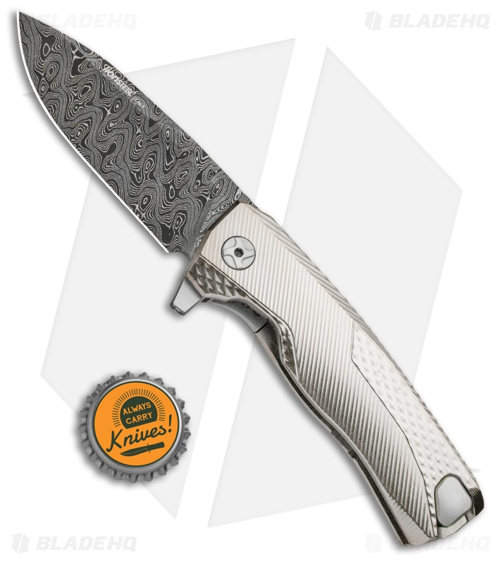 LionSteel ROK - Integral Frame Lock Knife | Gold + Damascus