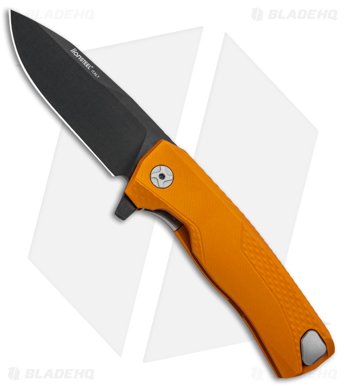 LionSteel ROK Integral Frame Lock Knife Orange Aluminum (3.25" Black) 
