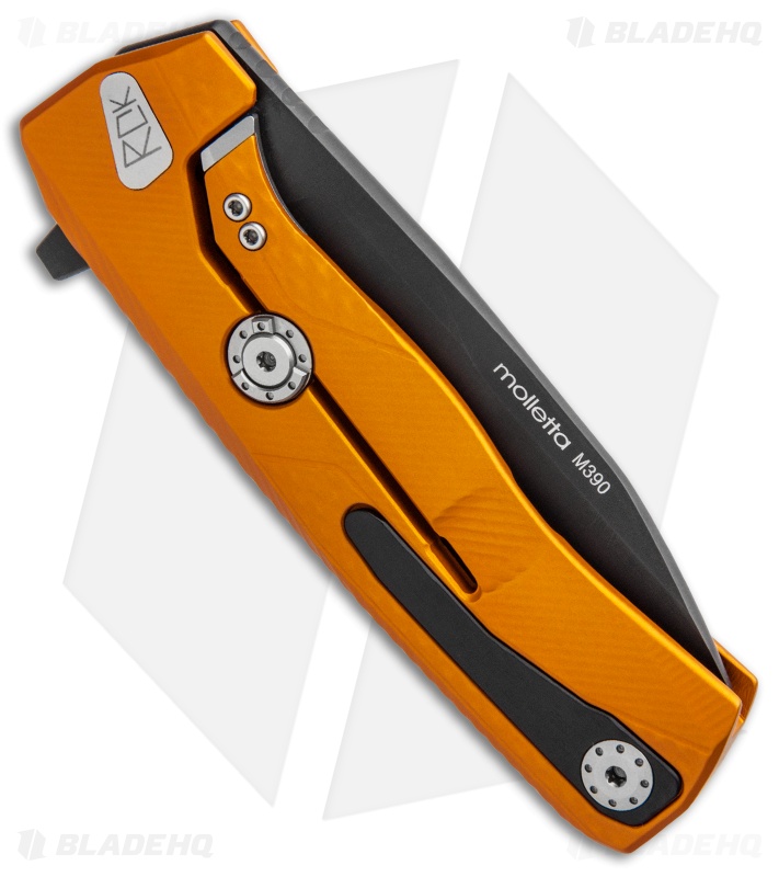 LionSteel ROK Integral Frame Lock Knife Orange Aluminum (3.25" Black) 