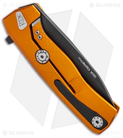 LionSteel ROK Integral Frame Lock Knife Orange Aluminum (3.25" Black) 