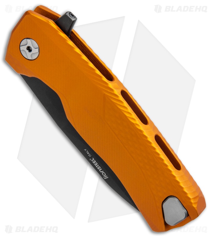 LionSteel ROK Integral Frame Lock Knife Orange Aluminum (3.25" Black) 