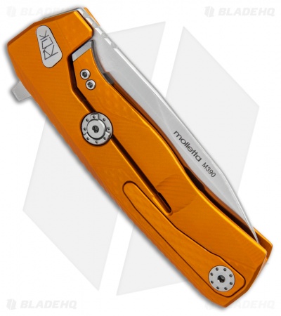 LionSteel ROK Integral Frame Lock Knife Orange Aluminum (3.4" Satin) 