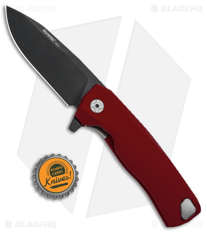 LionSteel ROK Integral Frame Lock Knife Red Aluminum (3.4" Black) 