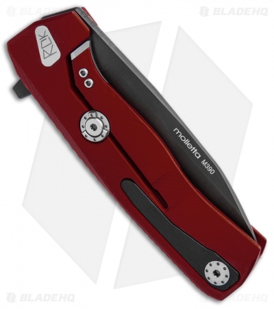 LionSteel ROK Integral Frame Lock Knife Red Aluminum (3.4" Black) 