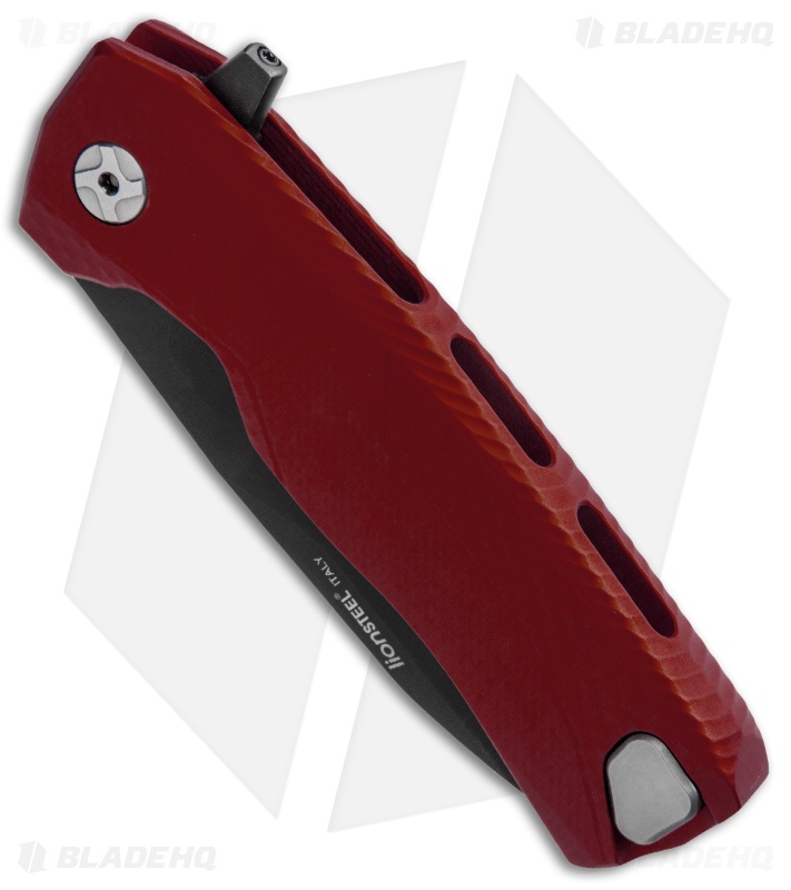 LionSteel ROK Integral Frame Lock Knife Red Aluminum (3.4" Black) 