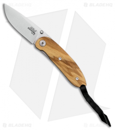 LionSteel Mini Olive Wood Liner Lock Knife (2.375" Satin) 8210 UL