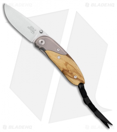LionSteel Mini Titanium Bolster Olivewood Folding Knife (2.375" Satin) 8200 UL