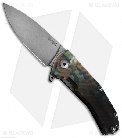 LionSteel KUR Metamorphosis Flipper Knife Black/Camo Aluminum (3.43" Sleipner)