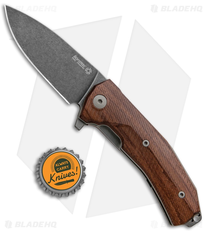 LionSteel KUR Flipper Liner Lock Knife Santos Wood (3.43" PVD Stonewash)