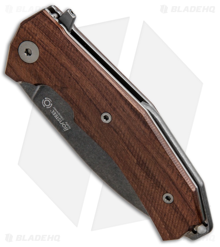 LionSteel KUR Flipper Liner Lock Knife Santos Wood (3.43" PVD Stonewash)