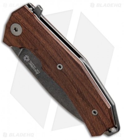 LionSteel KUR Flipper Liner Lock Knife Santos Wood (3.43" PVD Stonewash)