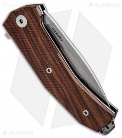 LionSteel KUR Flipper Liner Lock Knife Santos Wood (3.43" Stonewash)