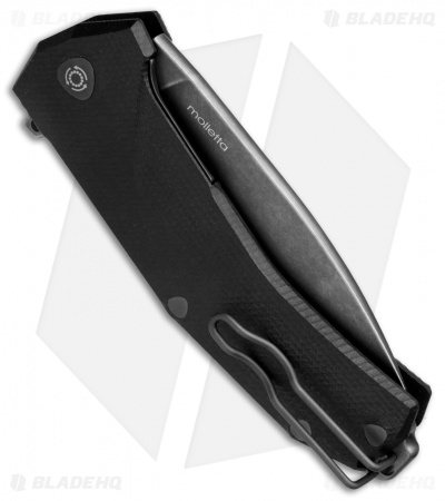 LionSteel KUR Flipper Liner Lock Knife Black G-10 (3.43" Black SW)