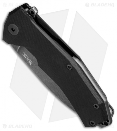 LionSteel KUR Flipper Liner Lock Knife Black G-10 (3.43" Black SW)