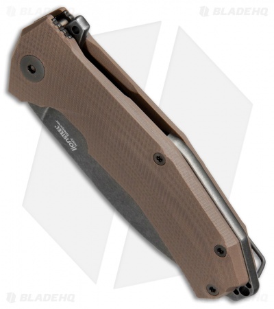 LionSteel KUR Flipper Liner Lock Knife Brown G-10 (3.43" Black SW)