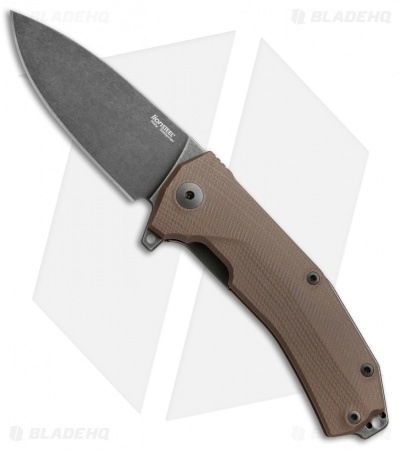 LionSteel KUR Flipper Liner Lock Knife Brown G-10 (3.43" Black SW)