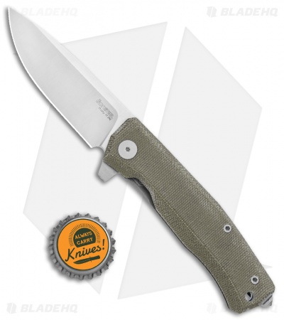 LionSteel Myto Flipper Knife Green Canvas Micarta (3.25" Satin) MT01CVG