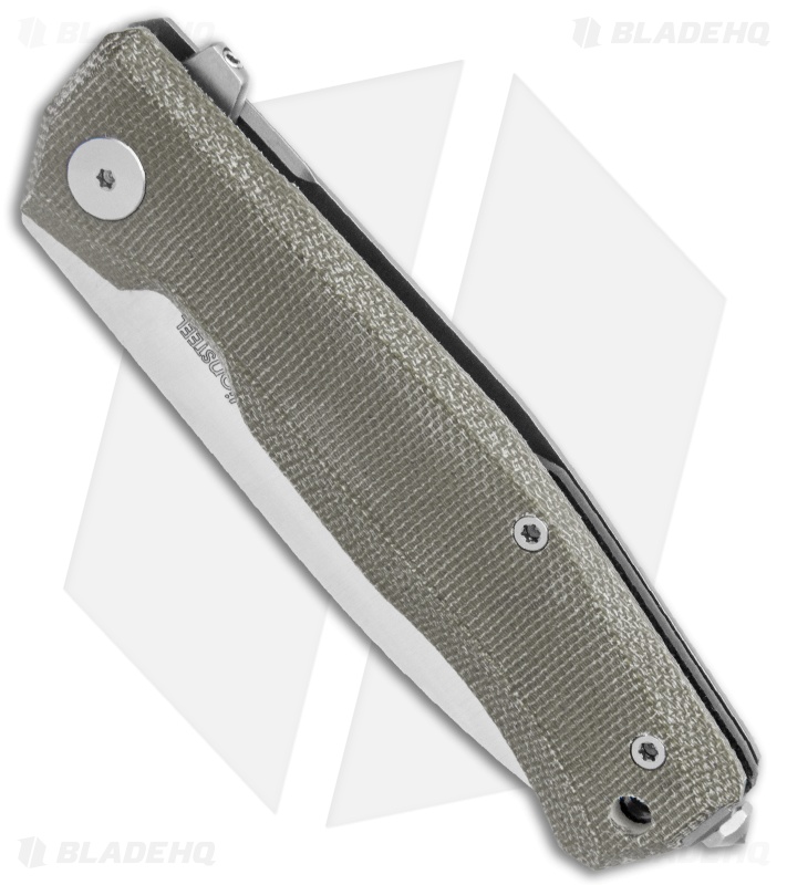 LionSteel Myto Flipper Knife Green Canvas Micarta (3.25" Satin) MT01CVG