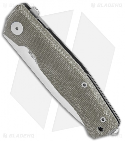 LionSteel Myto Flipper Knife Green Canvas Micarta (3.25" Satin) MT01CVG