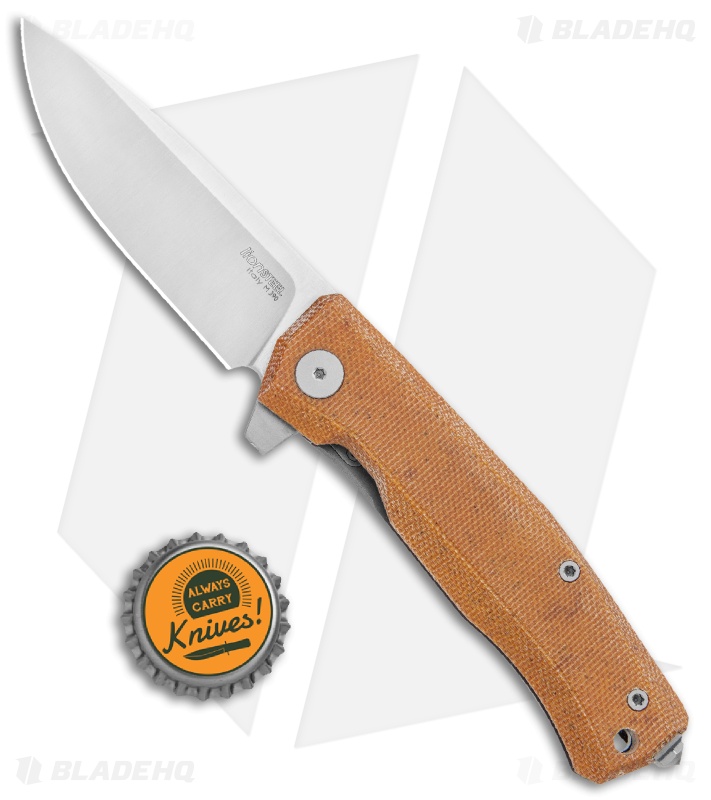 LionSteel Myto Flipper Knife Natural Canvas Micarta (3.25" Satin) MT01CVN