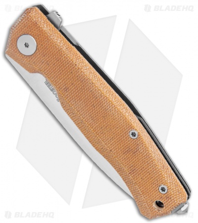 LionSteel Myto Flipper Knife Natural Canvas Micarta (3.25" Satin) MT01CVN