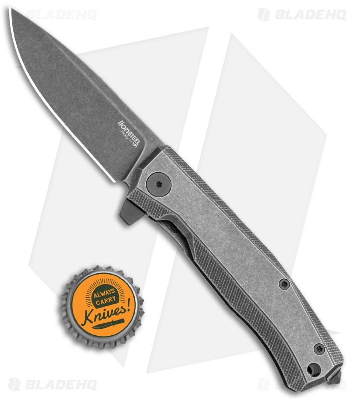 LionSteel Myto Flipper Knife Old Black Titanium (3.25" Black PVD) MT01BBW